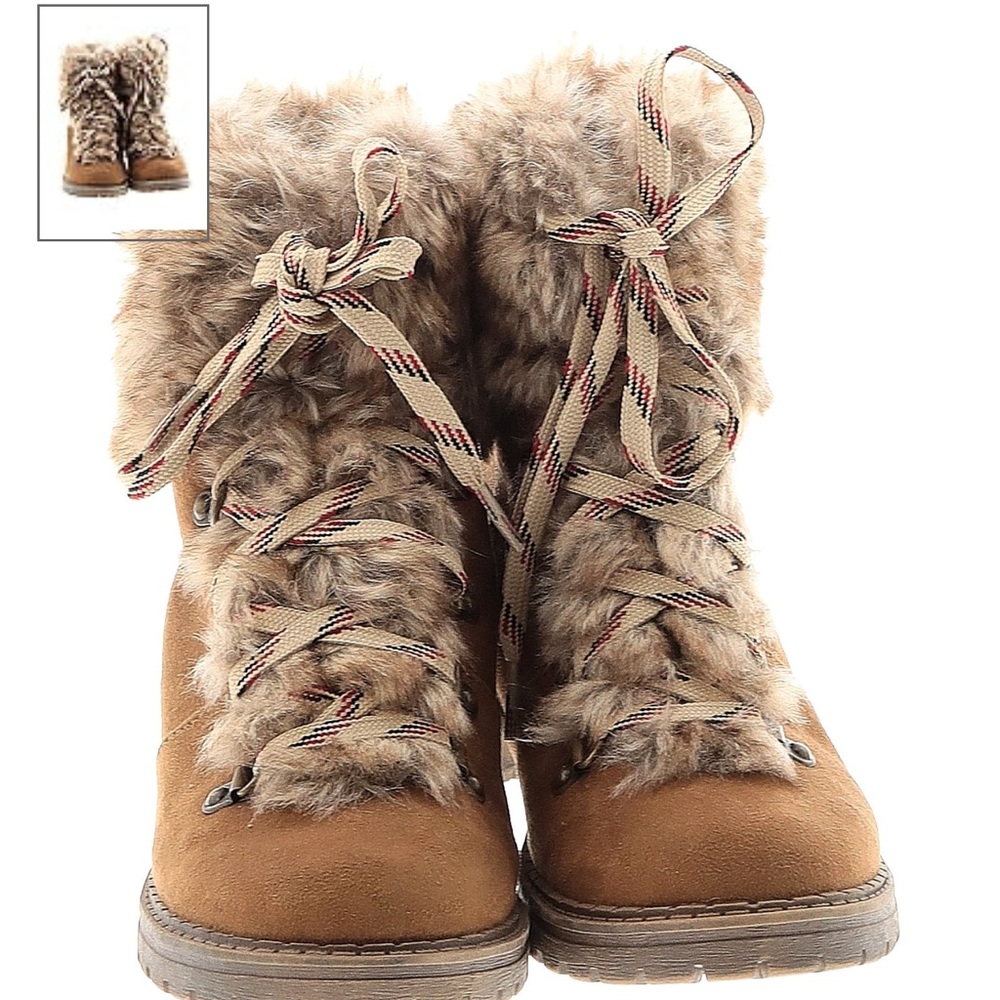Universal Thread brown faux furred mountaineering boots size 6.5